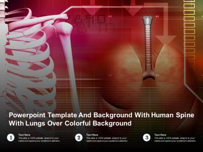 Powerpoint template with human spine with lungs over colorful background