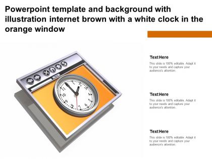 Powerpoint template with illustration internet brown with a white clock in the orange window