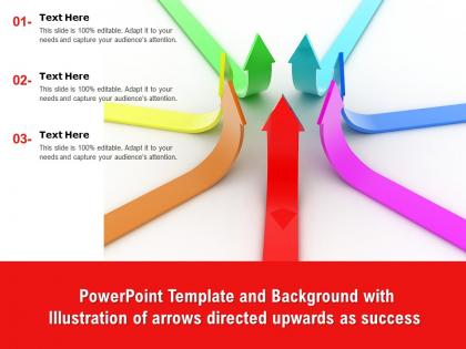 Powerpoint template with illustration of arrows directed upwards as success