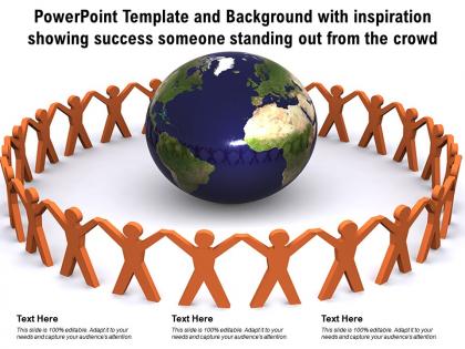 Powerpoint template with inspiration showing success someone standing out from the crowd