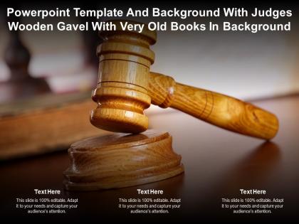 Powerpoint template with judges wooden gavel with very old books in background