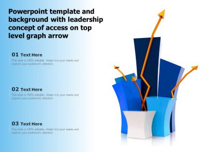 Powerpoint template with leadership concept of access on top level graph arrow