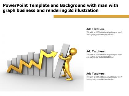 Powerpoint template with man with graph business and rendering 3d illustration