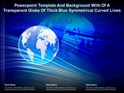 Powerpoint template with of a transparent globe of thick blue symmetrical curved lines