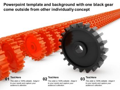 Powerpoint template with one black gear come outside from other individually concept