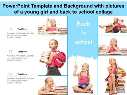 Powerpoint template with pictures of a young girl and back to school collage