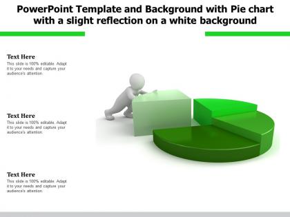 Powerpoint template with pie chart with a slight reflection on a white background