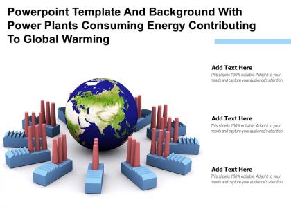 Powerpoint template with power plants consuming energy contributing to global warming