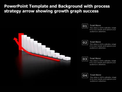 Powerpoint template with process strategy arrow showing growth graph success