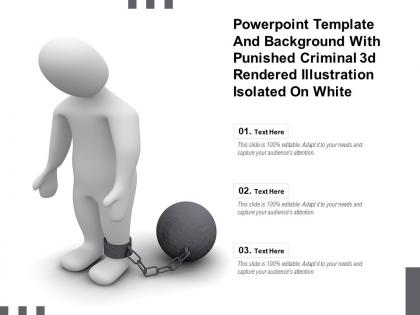 Powerpoint template with punished criminal 3d rendered illustration isolated on white