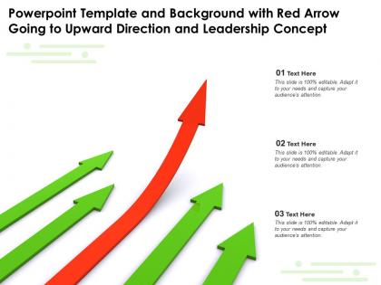 Powerpoint template with red arrow going to upward direction and leadership concept
