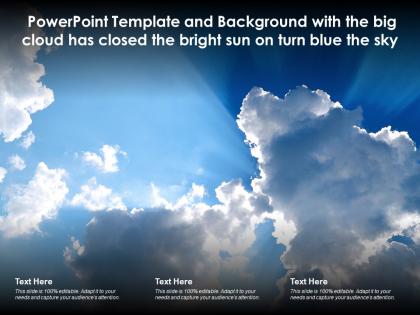 Powerpoint template with the big cloud has closed the bright sun on turn blue the sky