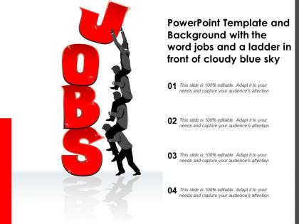 Powerpoint template with the word jobs and a ladder in front of cloudy blue sky