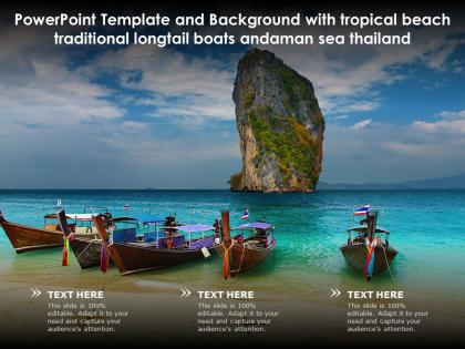 Powerpoint template with tropical beach traditional longtail boats andaman sea thailand