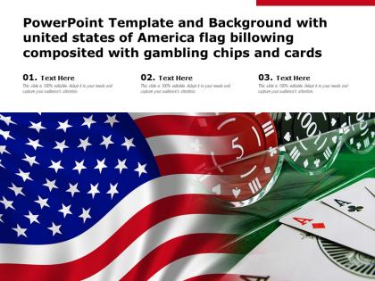 Powerpoint template with united states of america flag billowing composited with gambling chips and cards