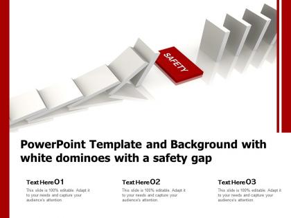 Powerpoint template with white dominoes with a safety gap ppt powerpoint