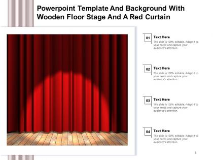 Powerpoint template with wooden floor stage and a red curtain ppt powerpoint