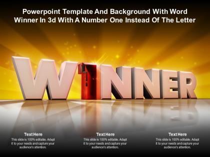 Powerpoint template with word winner in 3d with a number one instead of the letter