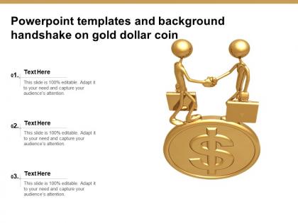 Powerpoint templates and background handshake on gold dollar coin