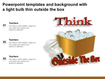 Powerpoint templates and background with a light bulb thin outside the box