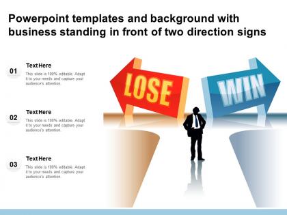 Powerpoint templates and background with business standing in front of two direction signs