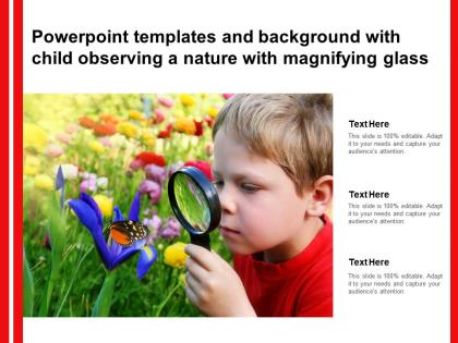 Powerpoint templates and background with child observing a nature with magnifying glass