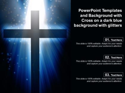 Powerpoint templates and background with cross on a dark blue background with glitters