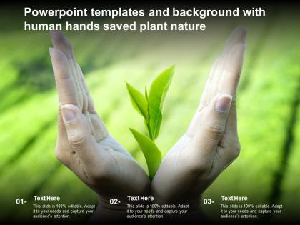 Powerpoint templates and background with human hands saved plant nature