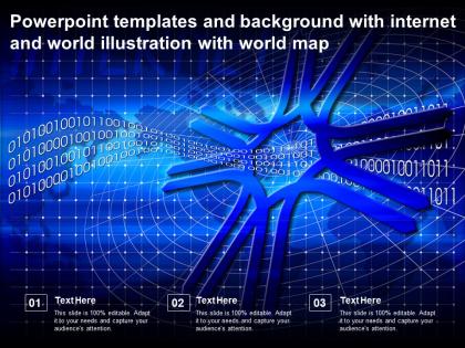 Powerpoint templates and background with internet and world illustration with world map