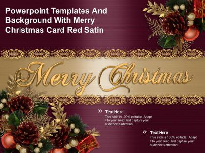 Powerpoint templates and background with merry christmas card red satin