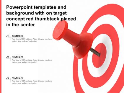 Powerpoint templates and background with on target concept red thumbtack placed in the center