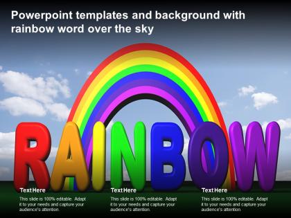 Powerpoint templates and background with rainbow word over the sky