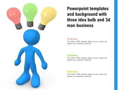 Powerpoint templates and background with three idea bulb and 3d man business