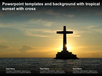 Powerpoint templates and background with tropical sunset with cross