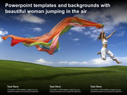 Powerpoint templates and backgrounds with beautiful woman jumping in the air