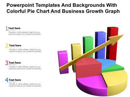 Powerpoint templates and backgrounds with colorful pie chart and business growth graph