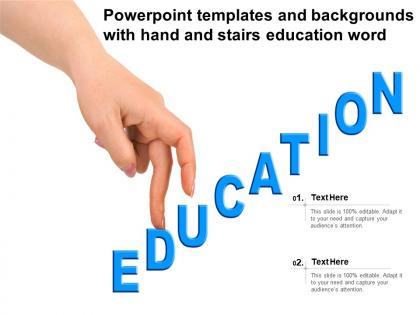 Powerpoint templates and backgrounds with hand and stairs education word