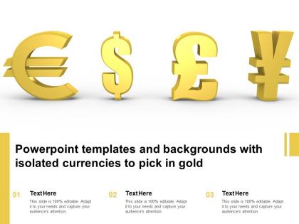 Powerpoint templates and backgrounds with isolated currencies to pick in gold