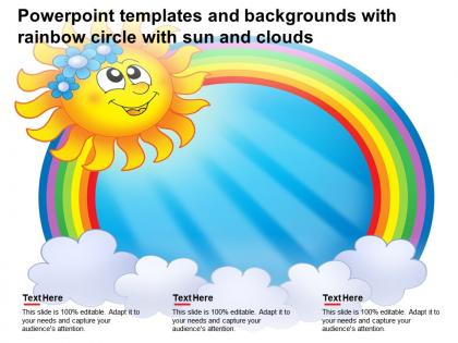 Powerpoint templates and backgrounds with rainbow circle with sun and clouds
