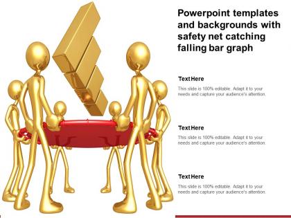 Powerpoint templates and backgrounds with safety net catching falling bar graph