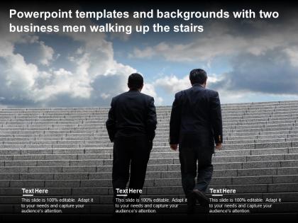 Powerpoint templates and backgrounds with two business men walking up the stairs