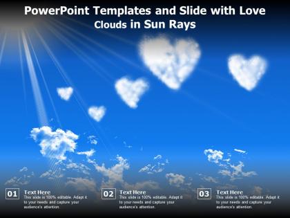 Powerpoint templates and slide with love clouds in sun rays