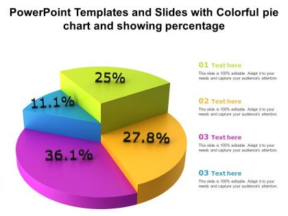 Powerpoint templates and slides with colorful pie chart and showing percentage