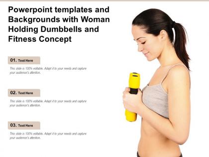 Powerpoint templates backgrounds with woman holding dumbbells and fitness concept