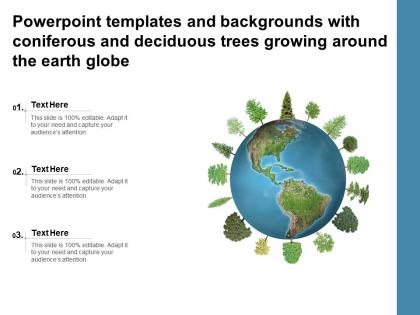 Powerpoint templates with coniferous and deciduous trees growing around the earth globe