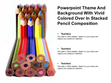 Powerpoint theme and background with vivid colored over in stacked pencil composition