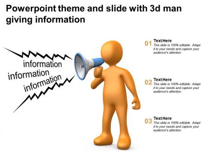 Powerpoint theme and slide with 3d man giving information