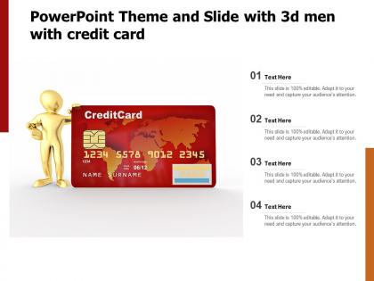 Powerpoint theme and slide with 3d men with credit card
