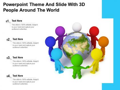 Powerpoint theme and slide with 3d people around the world