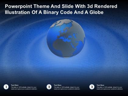 Powerpoint theme and slide with 3d rendered illustration of a binary code and a globe